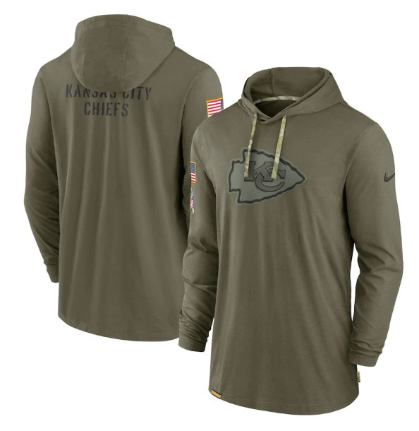Men's Kansas City Chiefs 2022 Olive Salute to Service Tonal Pullover Hoodie